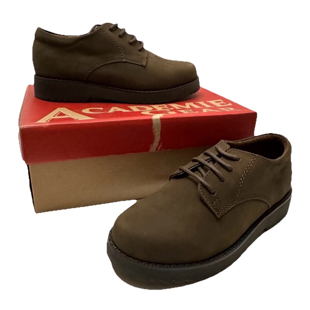 Academie Gear James Mocha Brown Oxford Lace Up School Shoes - Boys Size 13.5